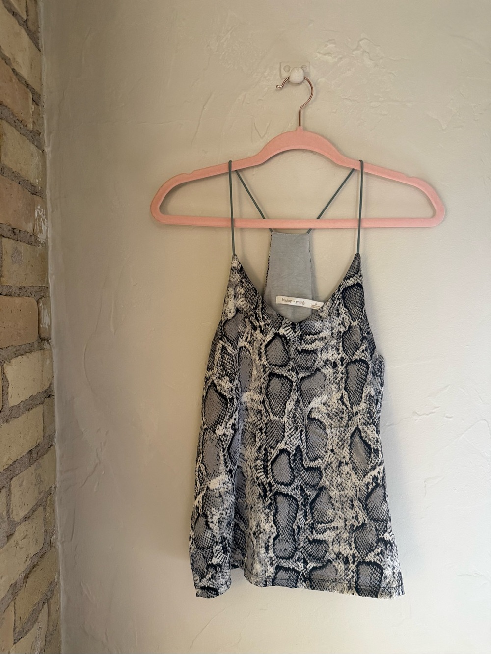 Snake Print Cami Tank Top - Neutral Black & Gray Women’s Small